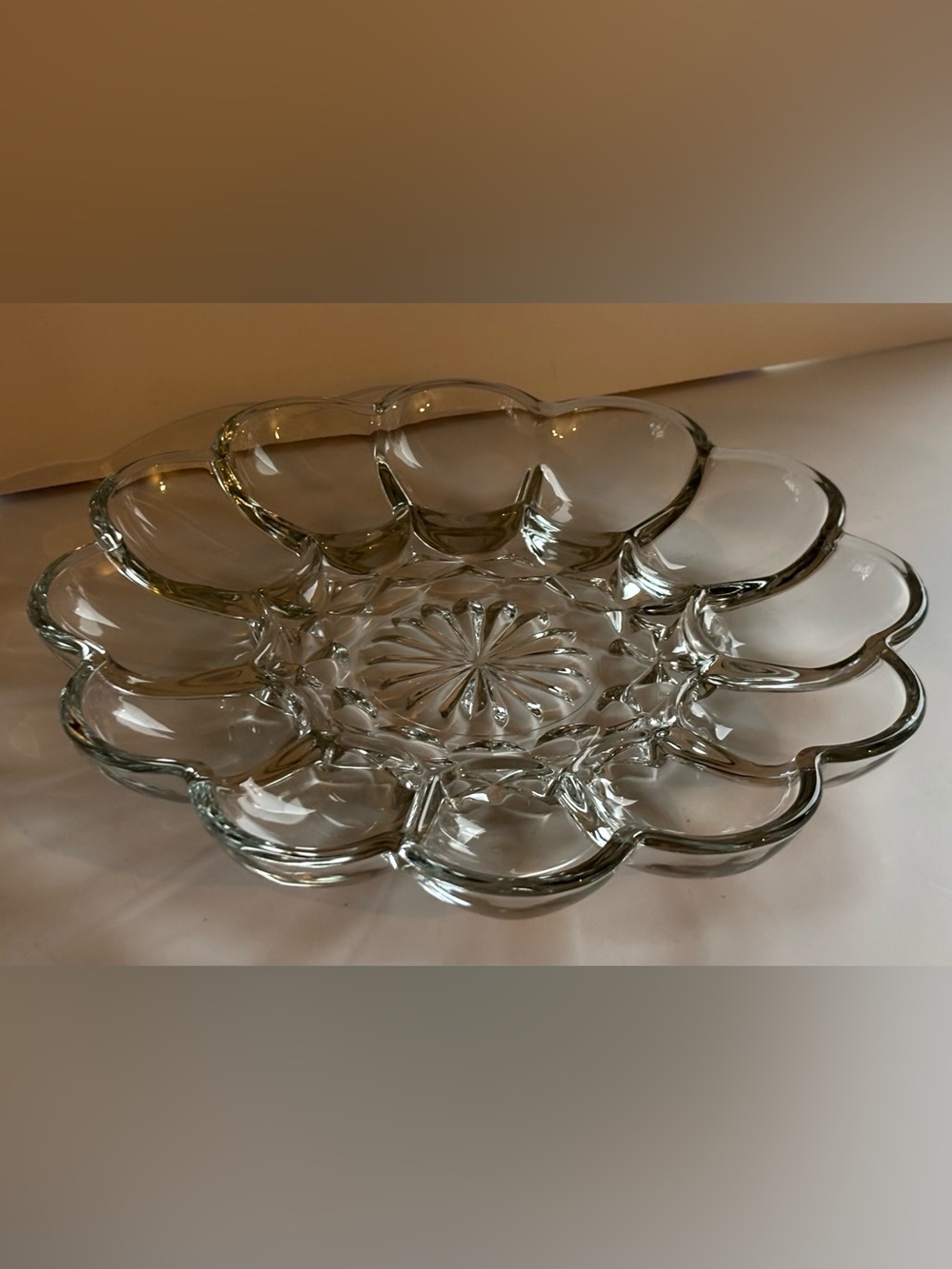 Anchor Hocking Clear Glass Scalloped Serving Platter